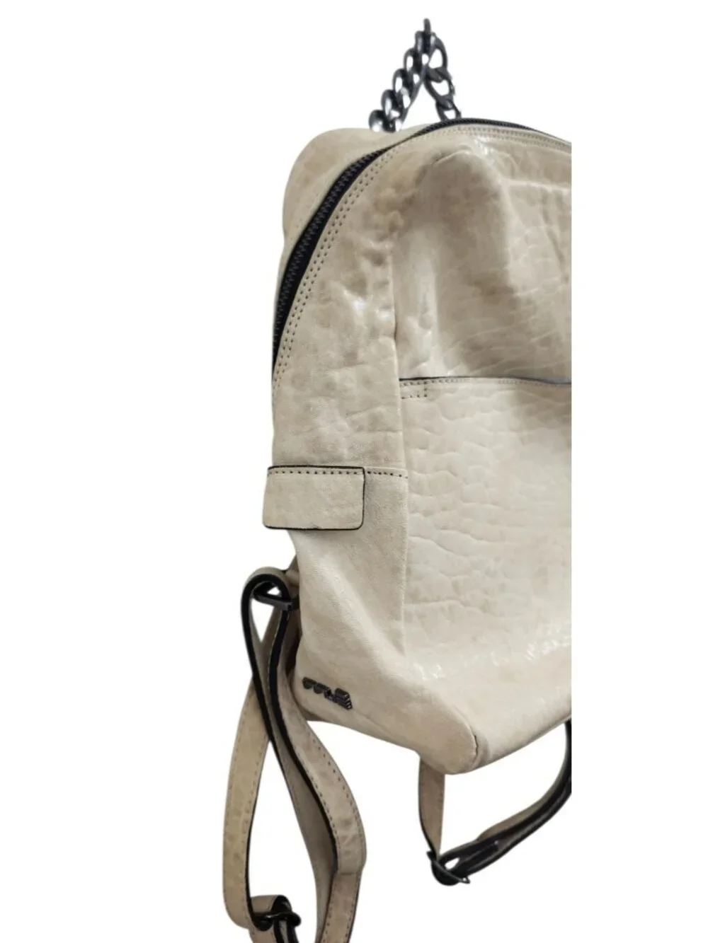 INNUE Made in Italy Ivory Leather Backpack Chain Handle Purse